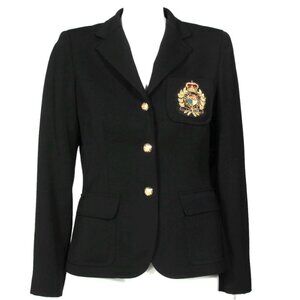 Lauren Ralph Lauren 2008 single breasted black blazer size 8P Embroidered /668